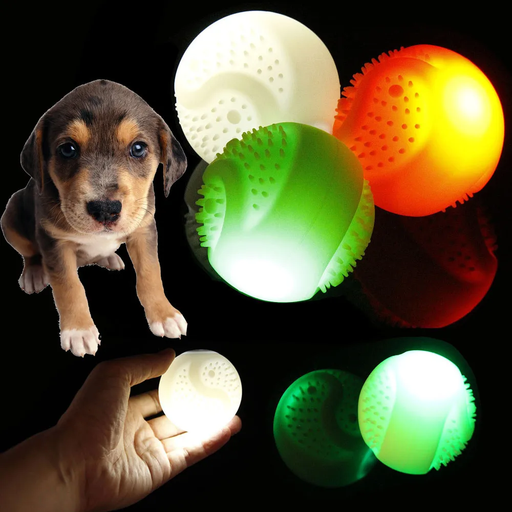 

Dog Toy Interactive Rubber Balls LED Glowing Puppy Chew Toys USB Charging Pet Ball Toys Lights Up Supplies For Night Play
