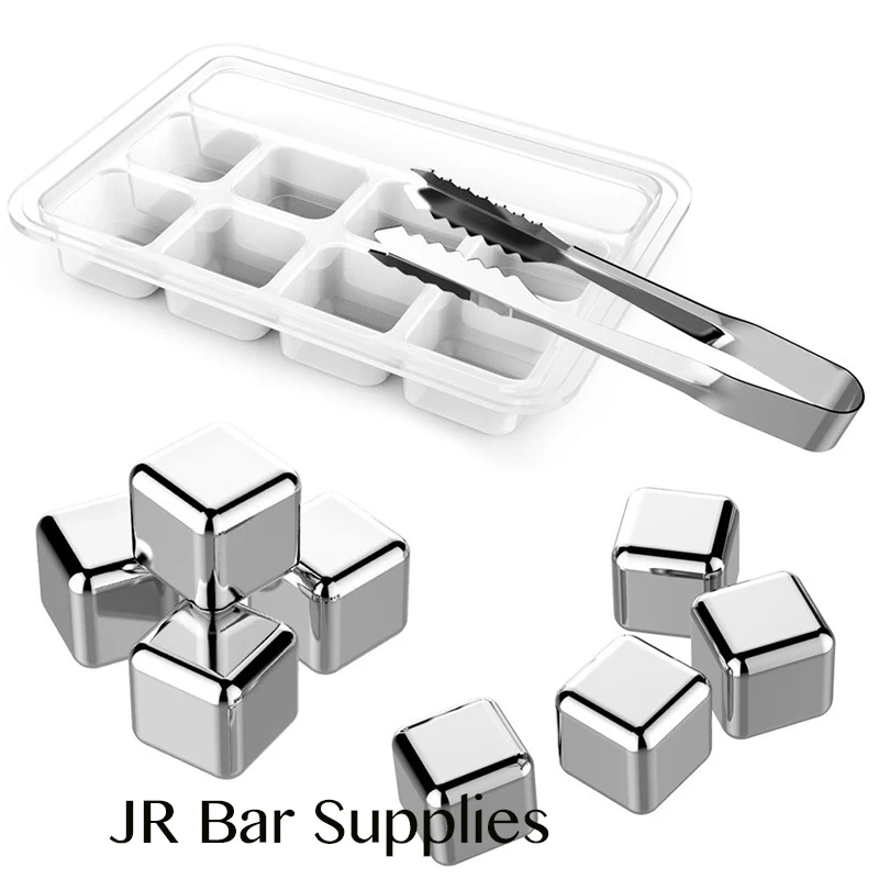 Free Shipping Stainless Steel Whiskey Stones Cube Glacier With Plastic 