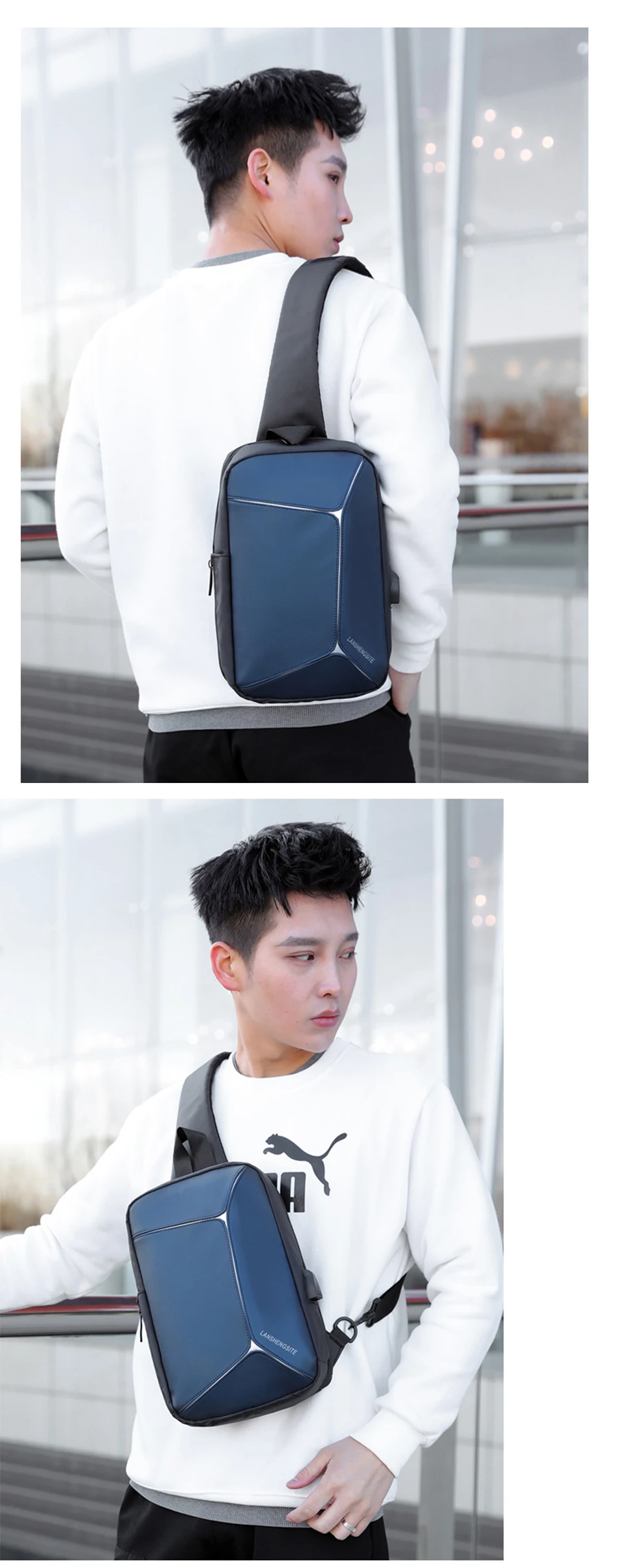 bolsa de ombro masculino mensageiro à prova