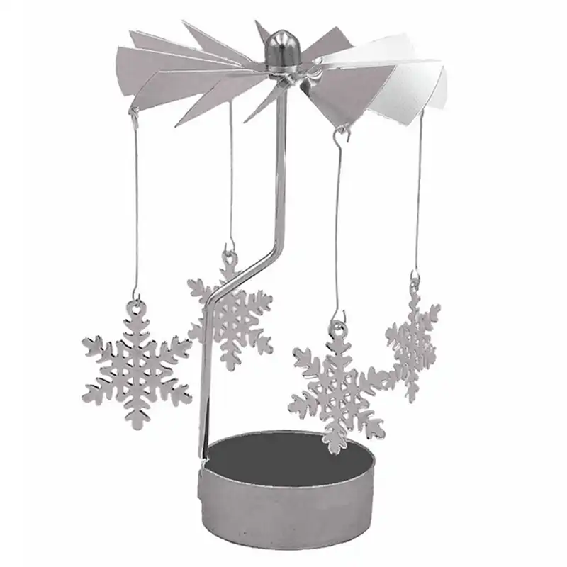 Merry Christmas Rotary Spinning Candle Holder Candlestick Metal Carousel Home Decor Snowflake Christmas Tree Gift Aliexpress