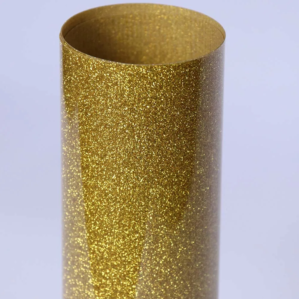 

20''x118'' Gold Glitter Vinyl Heat Transfer Vinyl Cutting Film For Garment T-shirt Design 50cm x 300cm