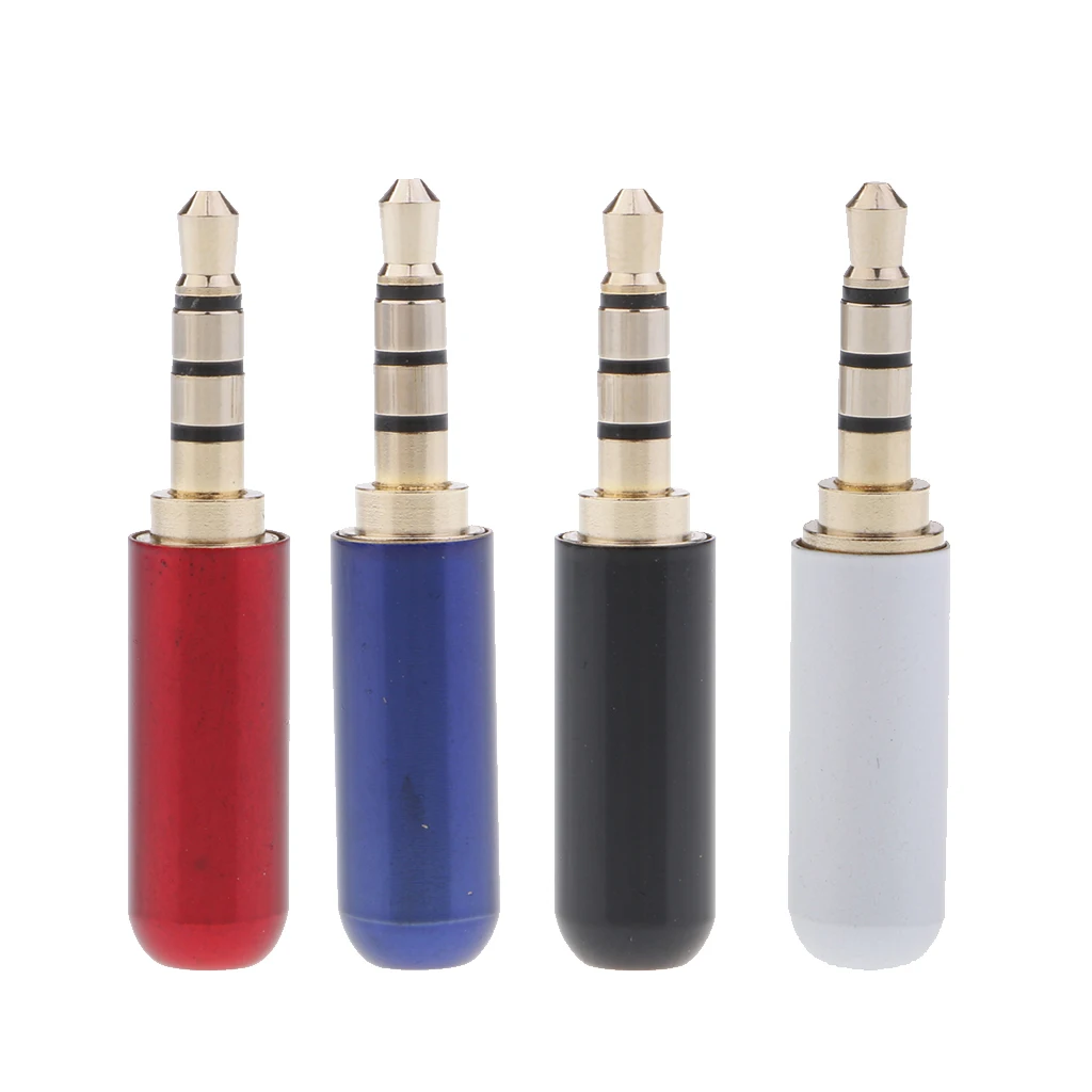 4 Pole 3.5mm Stereo Headset Plug Jack Outlet 3.5mm Male Audio Soldering Headset Connector For Microphone Plug Earphone Plug