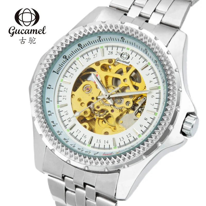 

Wholesale Men Watch in Sportys Watches Male Hollow Charm Mechanical Watches Tooth Pattern Scale Automatic Wristwatches Clock