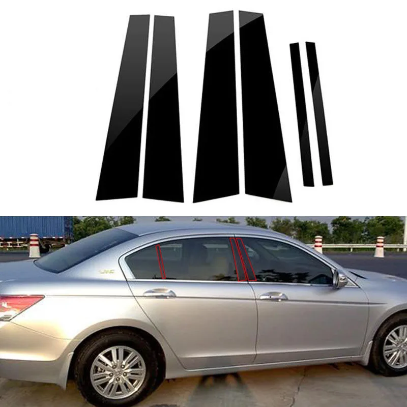 Для Honda Accord набор дверных окон накладка 6 шт черный ПК пластиковые стойки