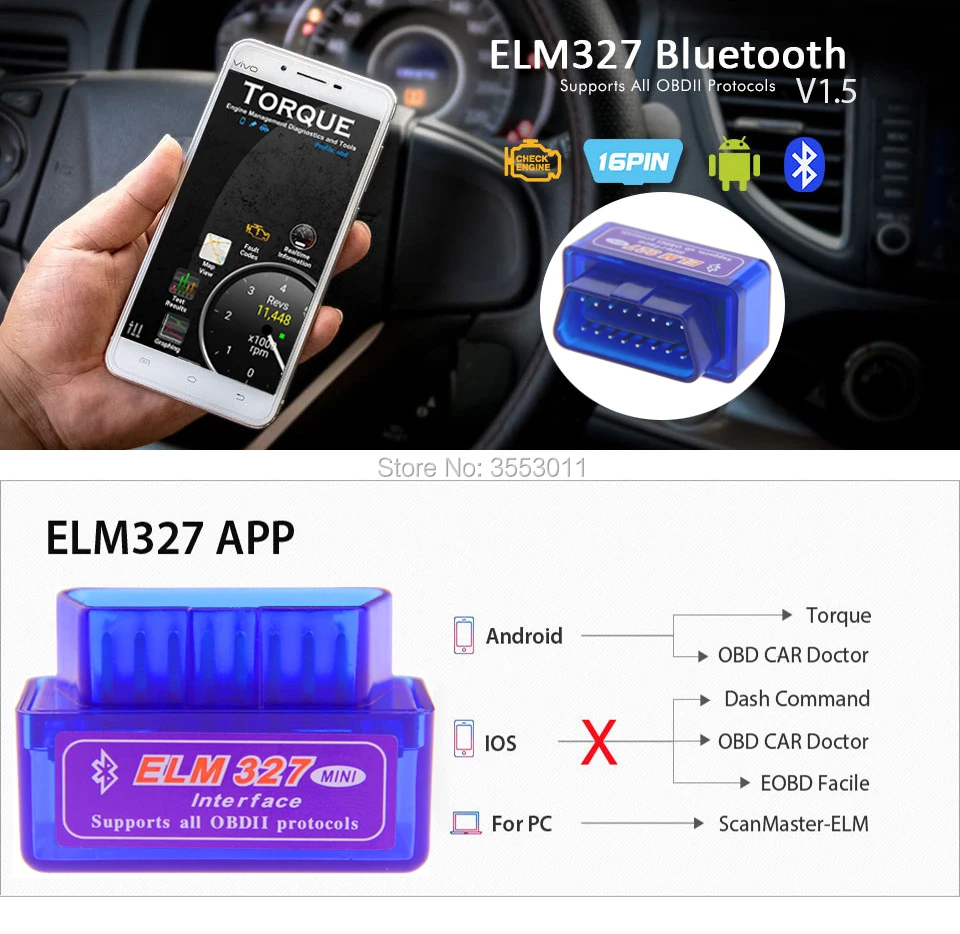 Супер Мини ELM327 Bluetooth адаптер V1.5 OBD2 автомобильный диагностический инструмент PIC18F25K80 ELM 327 BT OBDII считыватель кодов Автомобильный сканер