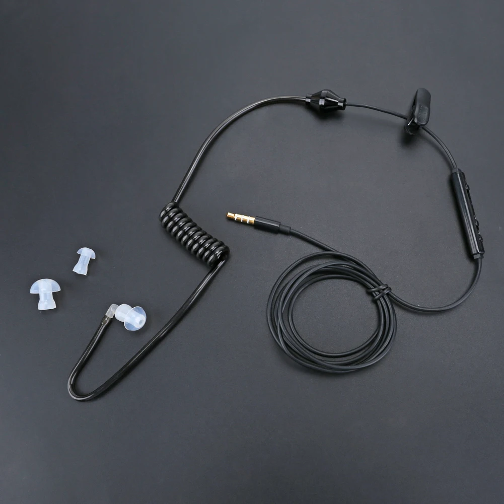  Schwarz 35mm Luftschlauch Headset Anti-radiation Stereo Kopfhörer Covert Akustische Rohr Ohrhörer f