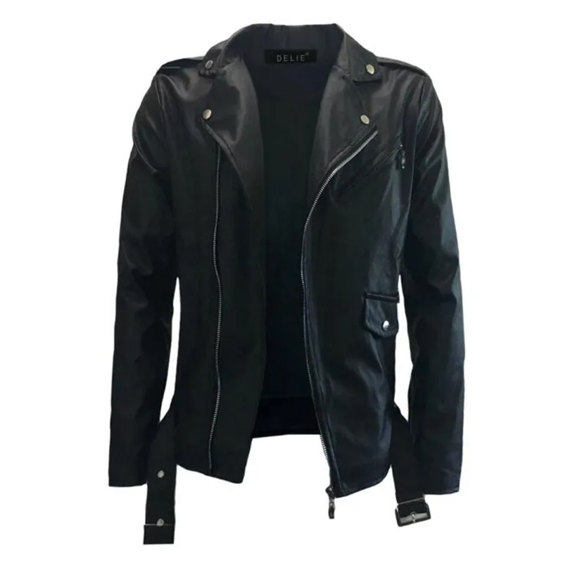 

2019 New Spring Autumn Men's PU Leather Jacket Motorcyclist Pilot Jacket Coat Black Leather Jacket Men's Casual mens clothing