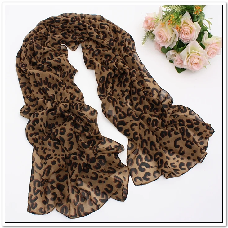 Hot selling women's leopard print chiffon scarf cape dual leopard print