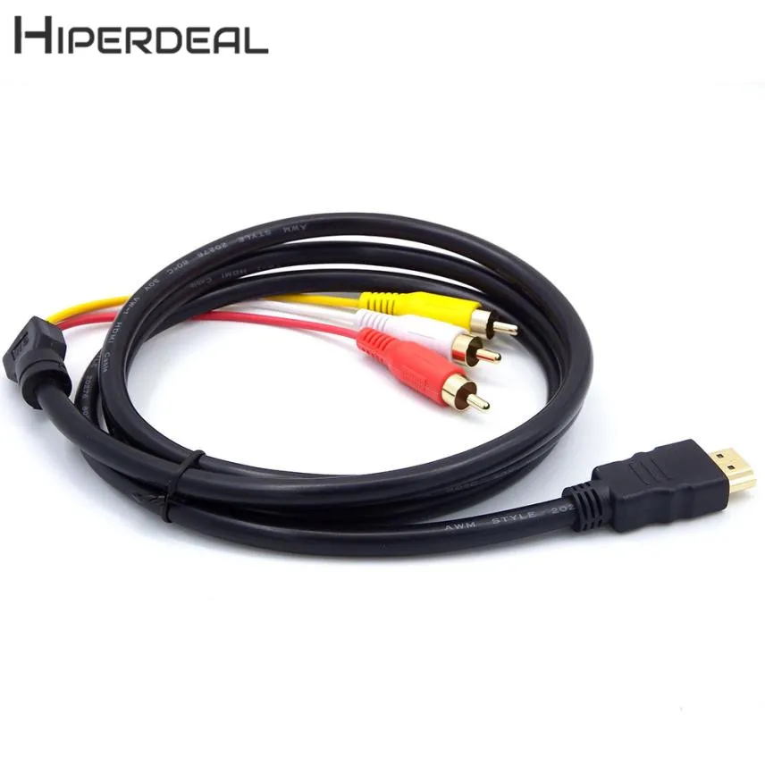 HIPERDEAL HDMI к RCA кабель папа 3RCA AV композитный Мужской M/M разъем адаптера передатчик