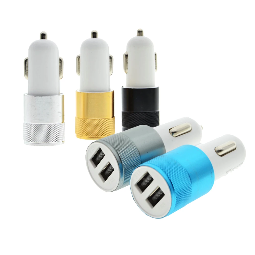 

Dual USB Car-charger 2.4A Output Quick Charger Mobile Phone Travel Adapter Cigar Lighter DC 12-24V Metal Car Charger
