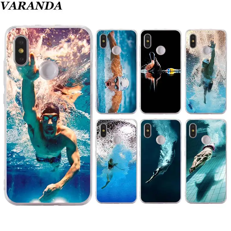 

michael phelps swimming Silicone case for Xiaomi Mi 9 8 A2 Lite Play Mix3 Redmi 6 6A Note 6Pro 7 Pro TPU Soft Phone case