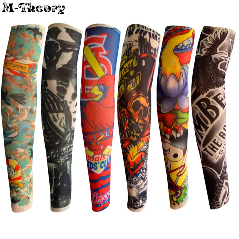 

M-theory 6 pcs Kid Size Fashion 3D Tattoo Sleeve Arm Nylon Stockings Leggings Boys Girls Rocker Skateboard Wearings