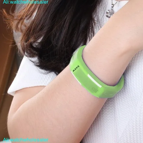 DW447G Rectangular Green Watchcase LED Silicone Green Band Unisex Digital Watch
