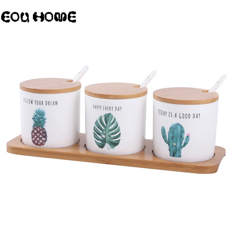 3 шт./компл. Nordic бытовой Керамика Набор банок для приправ приправы коробка перечница, солонка Кухня поставки с подносом Пособия по кулинарии ...