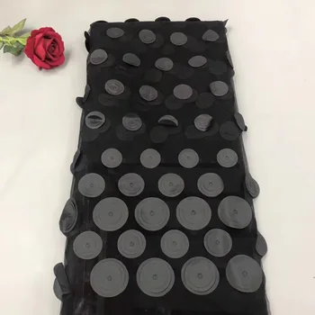 

2018 Hot sale nigerian african lace fabrics french guipure tulle black 3 d flowers bridal lace fabric for wedding party dress