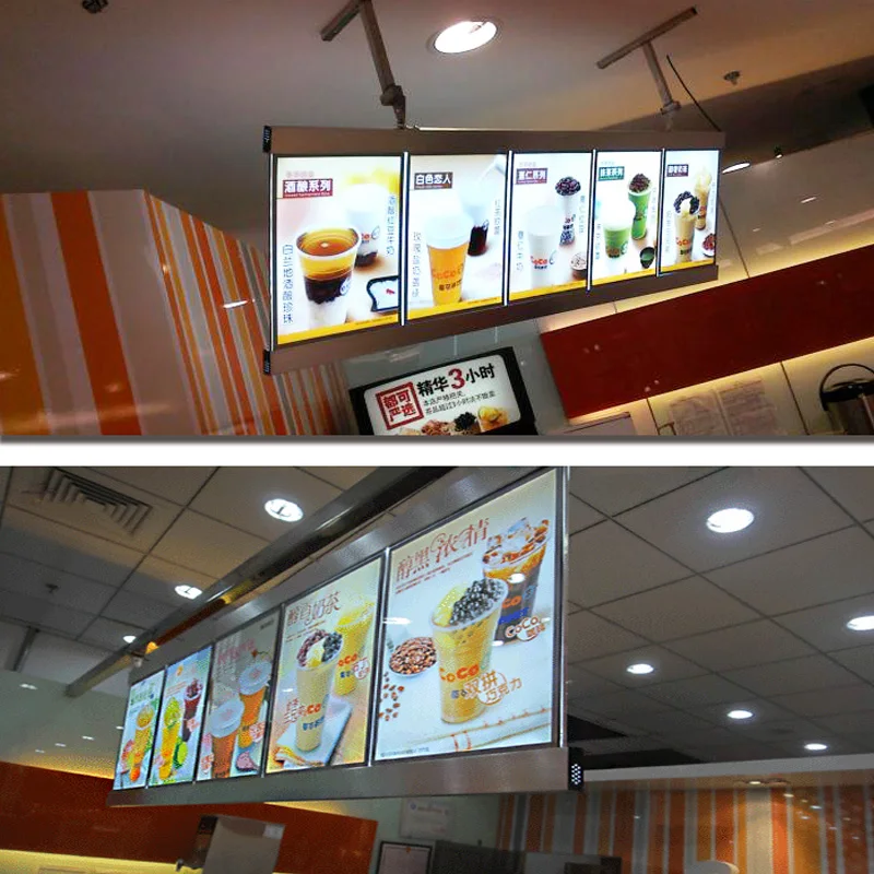 Luzes de Publicidade sistema de menu lightbox magro Total Size : H600xl2400mm
