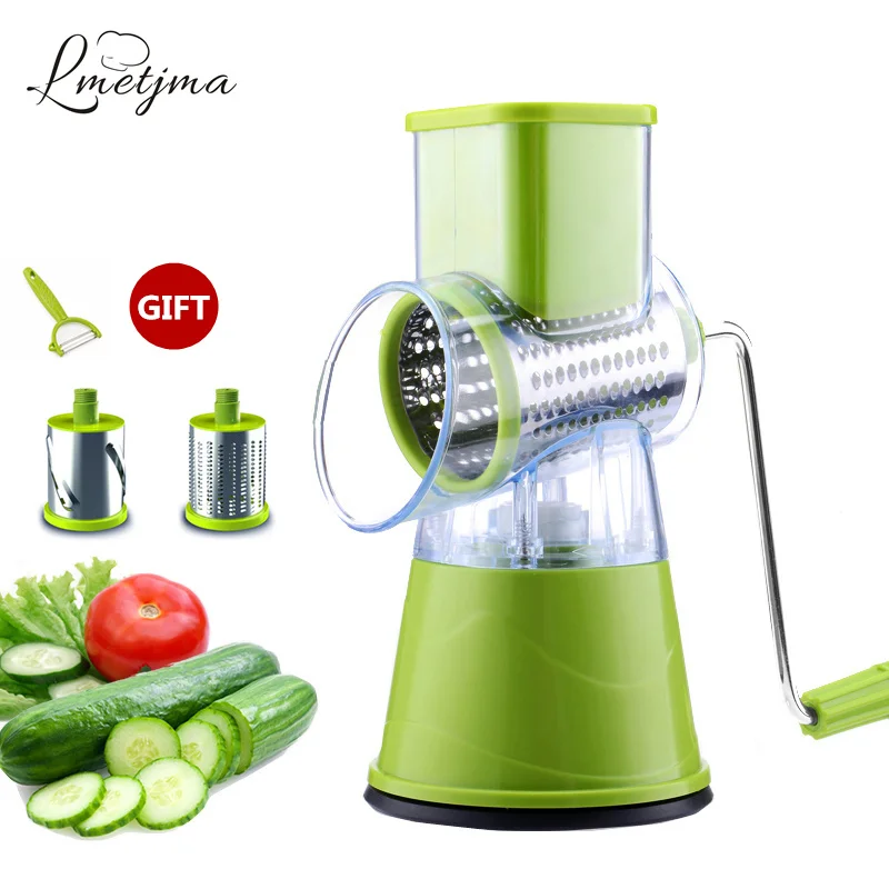

LMETJMA Manual Vegetable Slicer Round Cutter Mandoline Slicer Grater For Carrot Potato Julienne Stainless Steel Blades LK0724F
