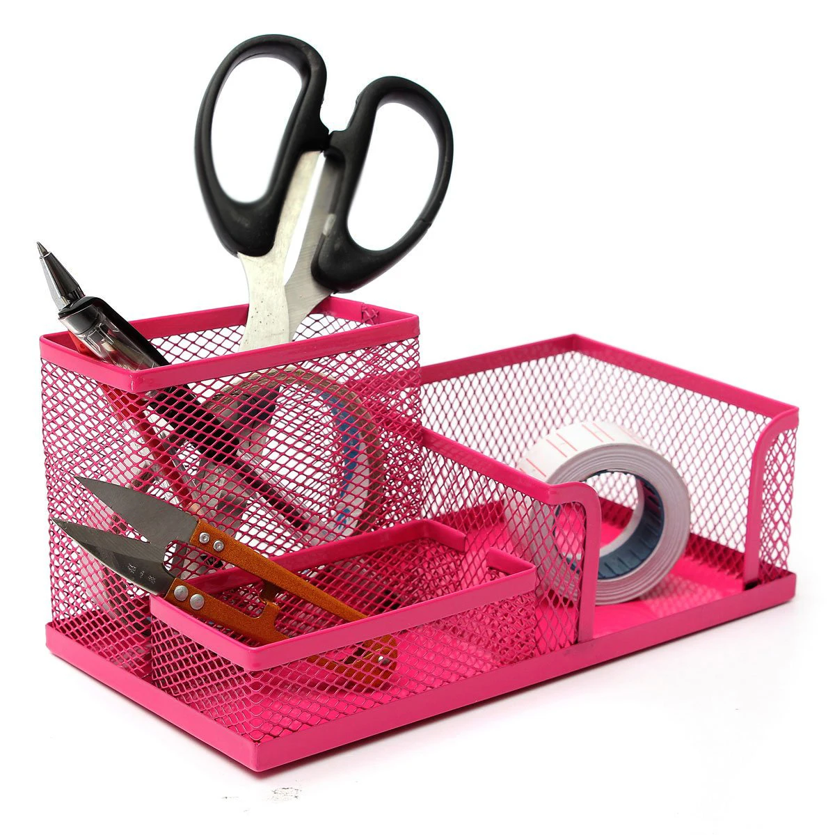 

SOSW-3 in 1 Card Office Pencil Pen Pot Stationery Storage Box Organizer Storage Organizer Rose Red