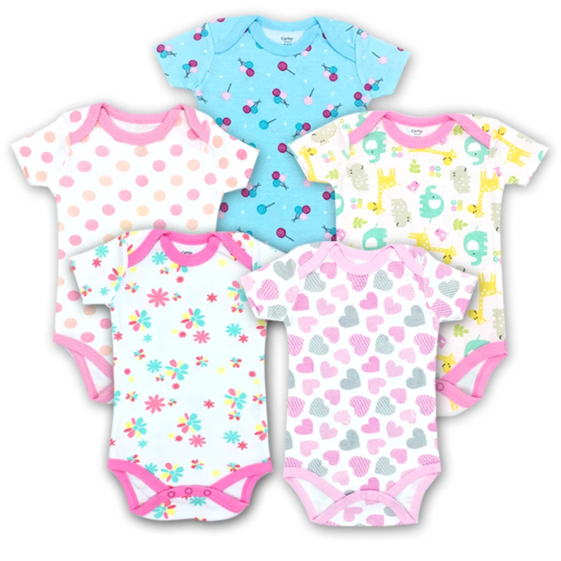 5 unids/lote Unisex De alta calidad mamelucos De bebé De manga corta cuello redondo M 0-12 m novedad niños recién nacidos y niñas ropa De bebé niña 5 unids/lote Unisex De alta calidad mamelucos De bebé De manga corta cuello redondo M 0-12 m novedad niños recién nacidos y niñas ropa De bebé niña