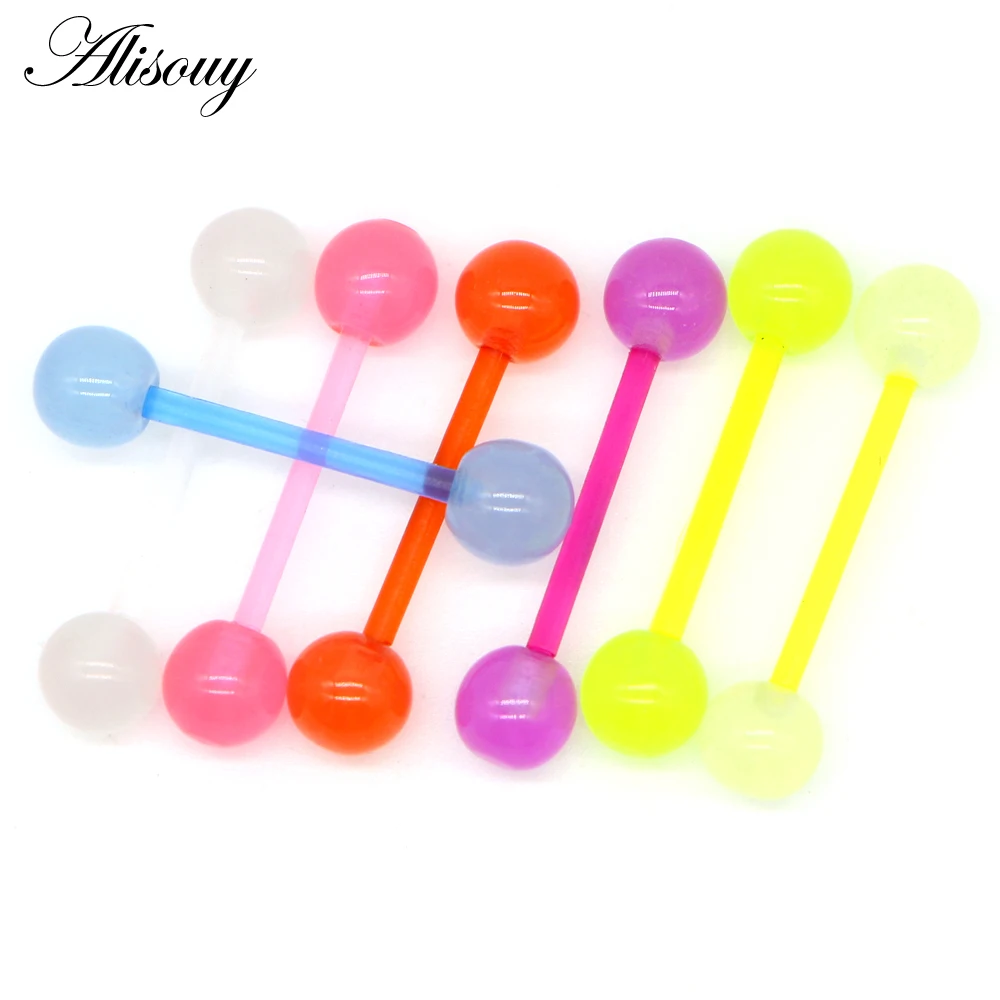 

Alisouy 1pc 14G Luminous Acrylic UV Glow in the Dark Flexible Barbell Ring Soft tragus Piercing septum body jewelry 1.6x16x6mm