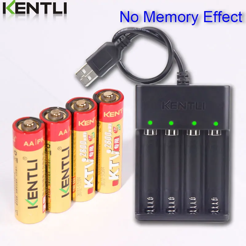 8 шт. KENTLI 1 5 В AA PK5 2800mWh Аккумуляторная Литиевая литий ионная батарея + 4 слота