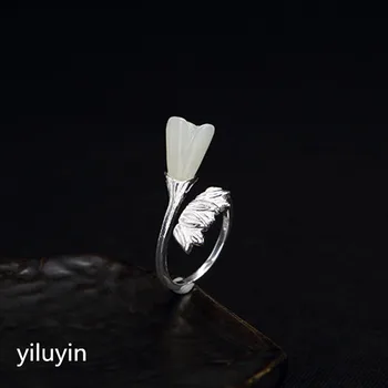 

KJJEAXCMY boutique jewelryar S925 Sterling Silver Natural Yulan orchid open high grade simple sterling silver ring finger ring