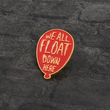 Red balloon pins Pennywise We All Float Down Here Stephen King's IT movie jewelry Enamel pins Badges Lapel Brooch