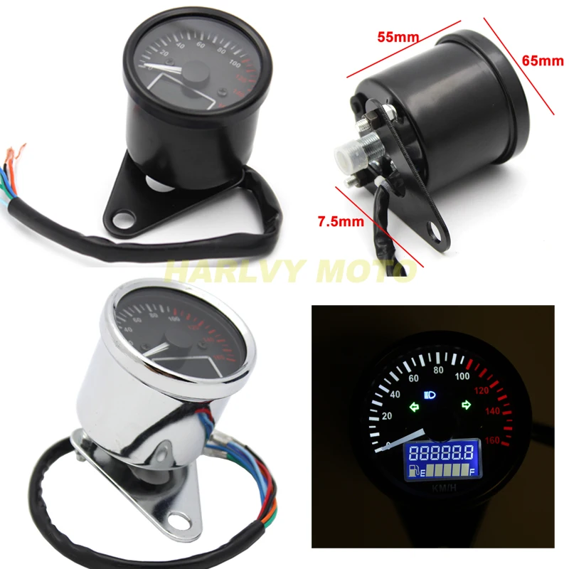 Digital Motorcycle Lcd Speedometer Odometer Fuel Meter Multifunction