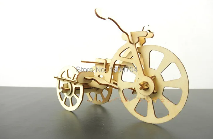 NIDALE model Free shipping laser Nice cut Wooden 3D puzzle assemble the bicycle kit DIY childern toys | Игрушки и хобби