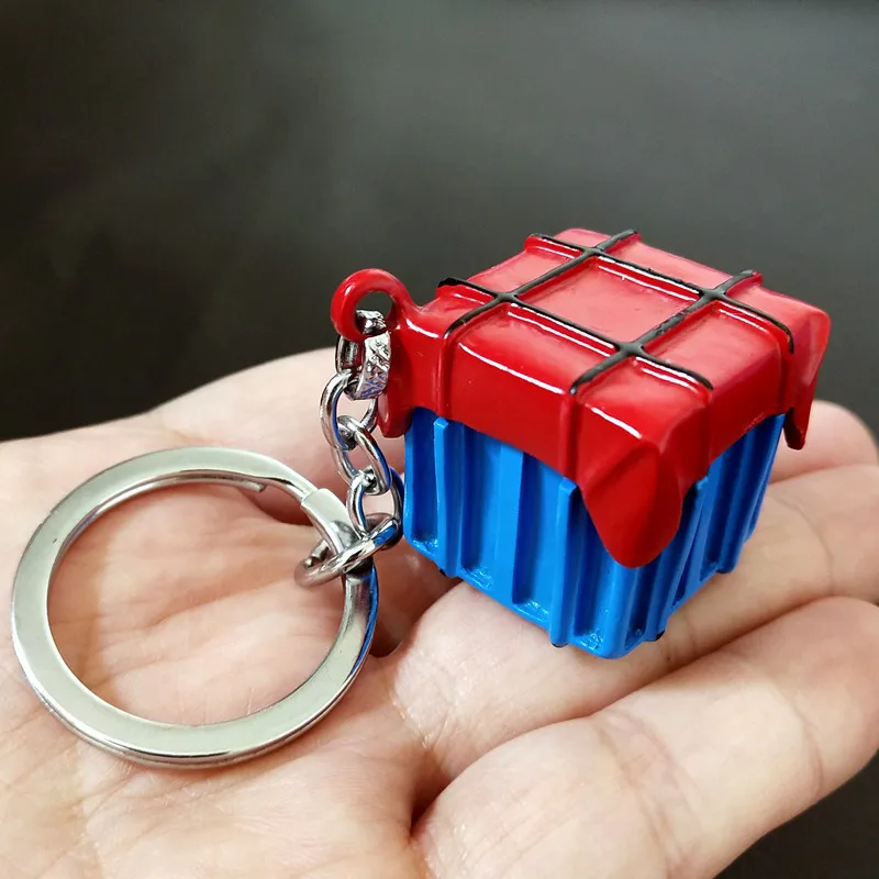 

SOBUY New 2019 Game Playerunknown's Battlegrounds PUBG Keychain Survival air drop Box Alloy Weapon Model Key chain Men Jewelry