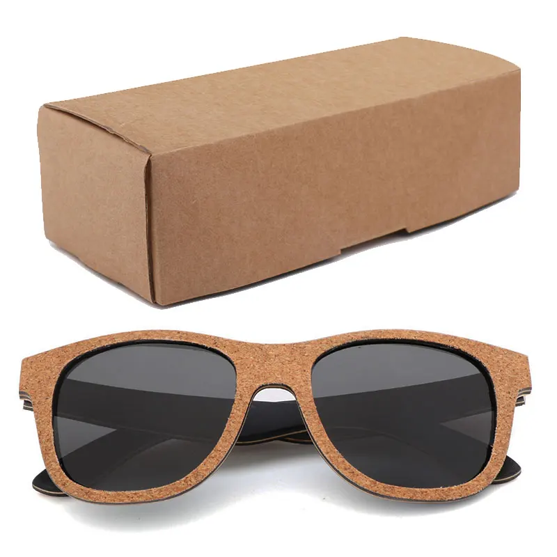 Пробковые Солнцезащитные очки женские UV400 деревянные солнцезащитные очки мужские Поляризованные солнечные ретро-очки Женские Модные Винтажные Солнцезащитные Очки - Цвет линз: Gray