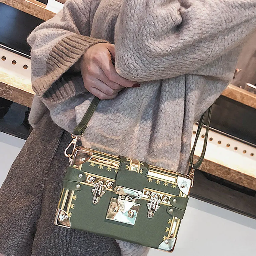 LJT 2019 New Women Box Bag PU Embroidery Fashion Women Shoulder Handbags Crossbody Bags Evening Bags Box Clutch bolsa feminina
