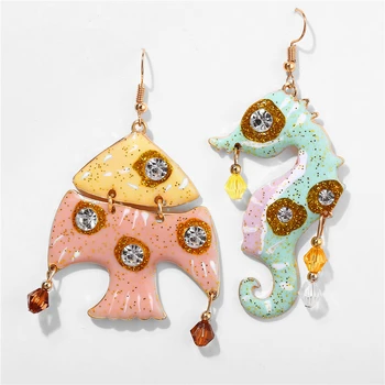 

Fashion ZA Drop Earrings Crystal Glass Queen Pendant Earrings Bohemian Pendant Earrings 2019 Summer Beach Party Jewelry