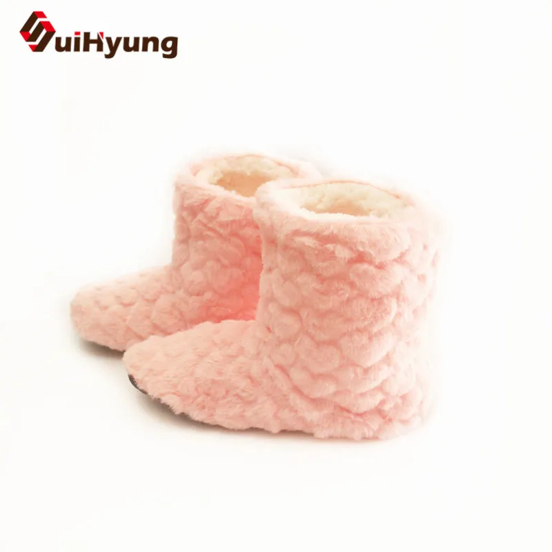 Suihyung Autumn Winter Women Indoor Floor Shoes Short Boots Flock Solid Color Female Bedroom Flat Boots Winter Warm Plush Shoes