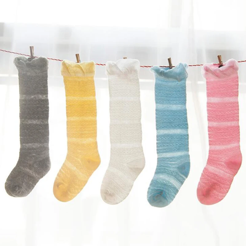 Носки для маленьких девочек от 1 до 24/36 месяцев, хлопковые сетчатые Дышащие носки для малышей нескользящие носки для новорожденных девочек