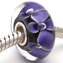 PJG855 стерлингового серебра S925 бусины из муранского стекла подходят для европейских шармов Браслет Подвески diy ювелирные изделия стеклянные бусины лэмпворк