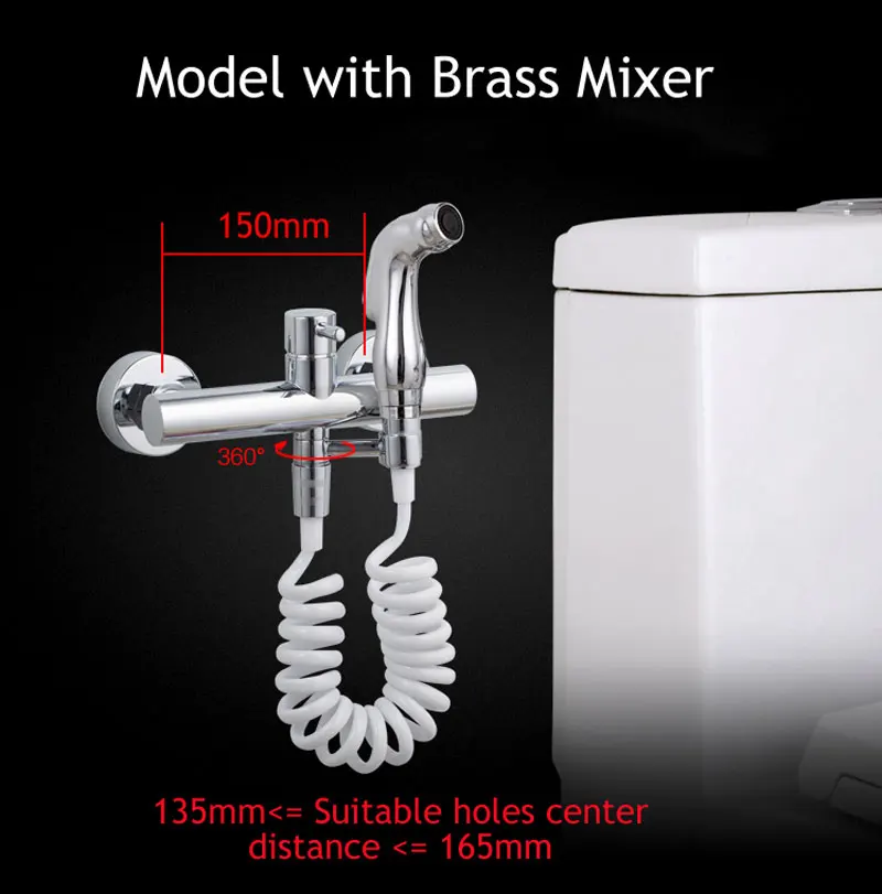 Handheld Toilet bidet sprayer set Kit Hand Bidet faucet for Bathroom hand sprayer shower head self cleaning - Цвет: Set with 150mm Mixer