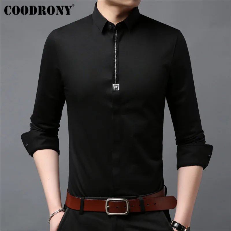 COODRONY, мужская рубашка, уличная мода, повседневные рубашки, мягкая хлопковая рубашка, Мужская одежда, осень, длинный рукав, Camisa Masculina 96040