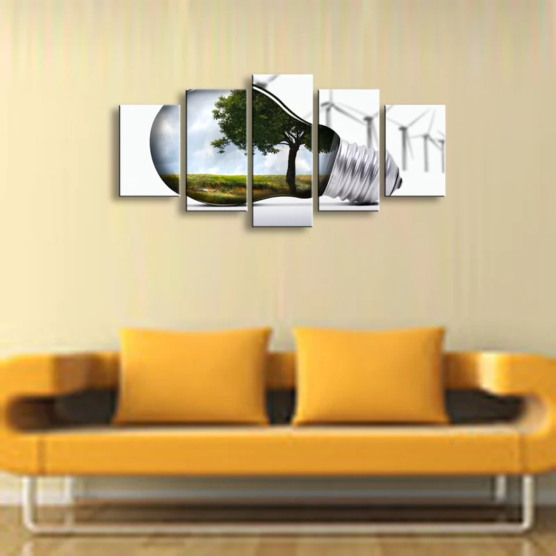 5 pieces high-definition print light bulb canvas oil painting poster and wall art living room picture SD-005 (2)