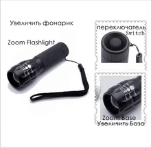 High Power 2000Lumens Mini Black Torch Zoomable LED Flashlights Torch light For camp Flashlight outdoor