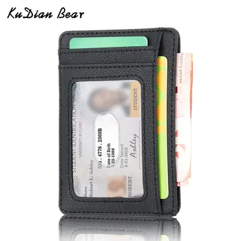KUDIAN BEAR Rfid Minimalist Men Wallet Small PU Leather Credit Card Holder Clip Black Male Mini Slim Case Coin Purse BID251 PM49 1