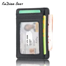 KUDIAN BEAR Rfid cartera pequeña de cuero para hombre, tarjetero de negocios para hombre, Mini cartera, cartera para mujer, Porta Tarjetas BID251 PM49