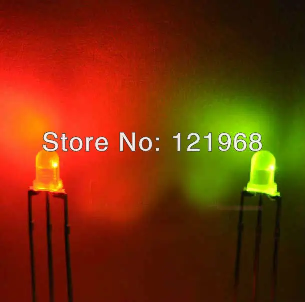 

Factory wholesale Diffused RG Bicolor 3mm DIP LED R 2.0-2.2V G2.2-2.5V(Common anode)through hole led