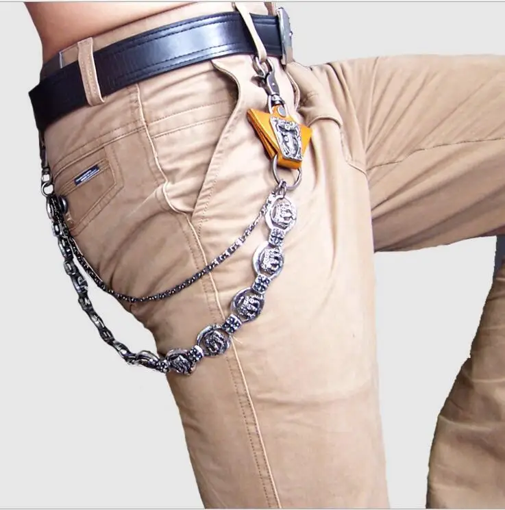 Fashion Key Chains Punk Men Women Fashion Jeans Wallet Chain Double