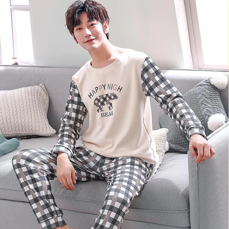 

plus size 3XL men pajamas homewear shirts pants sleepwear Boys pijamas suit male casual cotton pajama sets for men home clothes