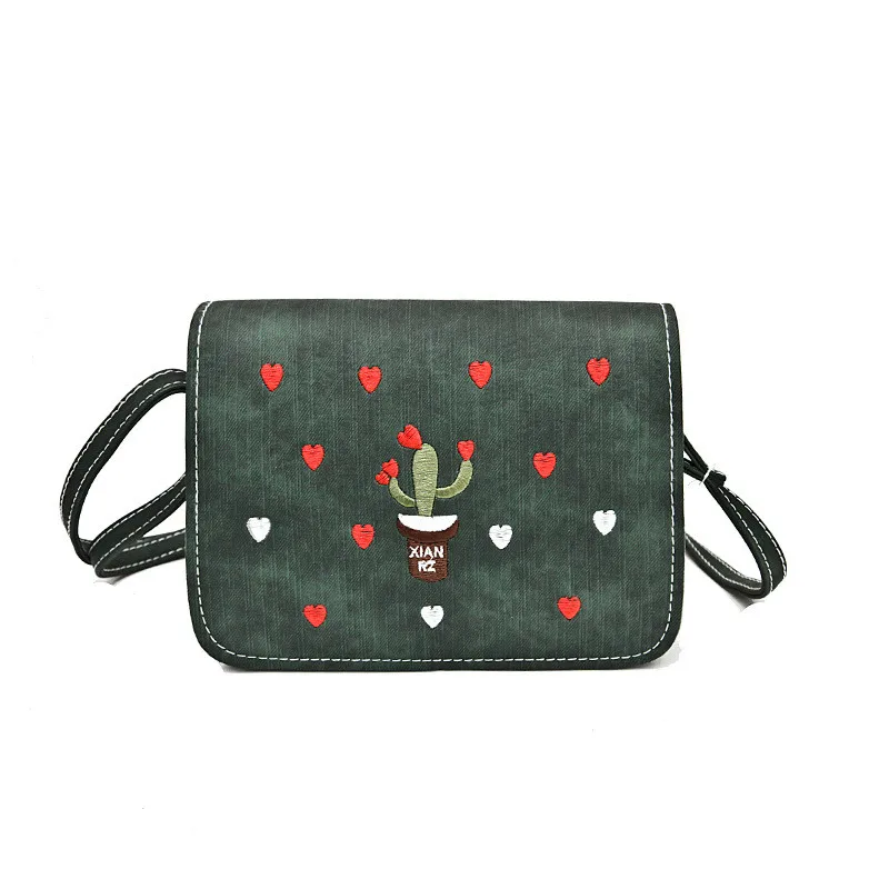 

Women Mini Embroidery Messenger Bag Lady Floral Cactus Embroidered Small PU Shoulder Bag For Girl ZX266401