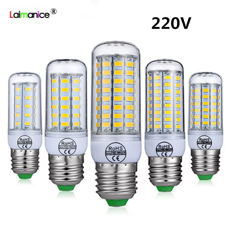 

AC220V SMD5730 E27 LED Bulb Lamp E14 LED Bulb Corn Lamp 24 36 48 56 69LEDs Chandelier Candle LED Light For Home Decoration