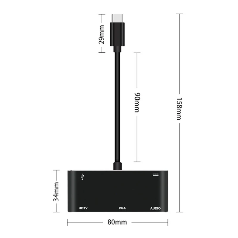 HDTV OTG кабель для USB C на HDMI VGA 3 5 мм адаптер Тип 4K цифро аналоговые аудио и видео ПК