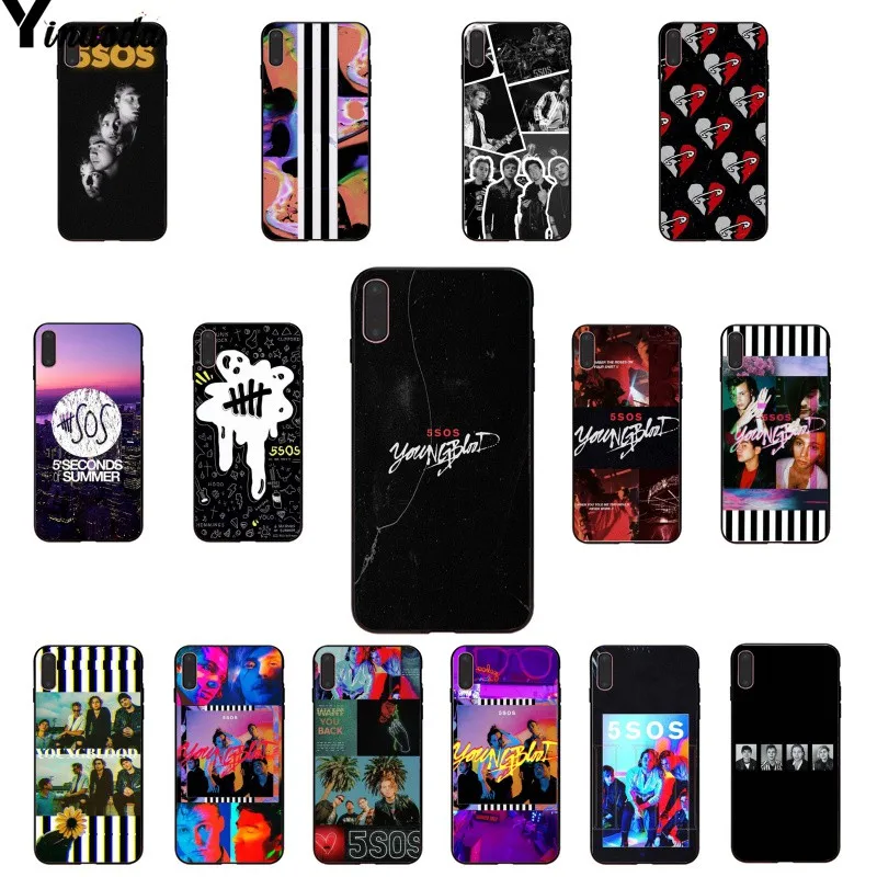 

Yinuoda 5Sos band TPU Soft Silicone Phone Case Cover for iPhone 6S 6plus 7 7plus 8 8Plus X Xs MAX 5 5S XR