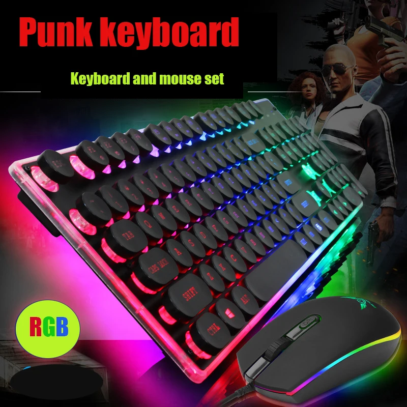 

IMIDO Gaming Keyboard and Mouse Set KB202 Rainbow Backlight USB Ergonomic for PC Laptop Gamer Games Mouses and Keyboards Kit1.5m